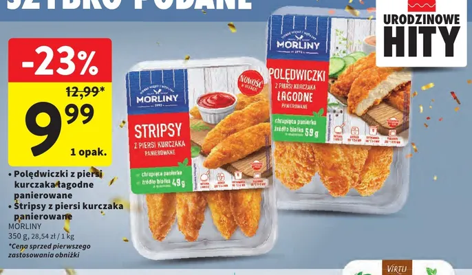 Polędwiczki z piersi kurczaka łagodne panierowane Morliny promocja w Intermarche