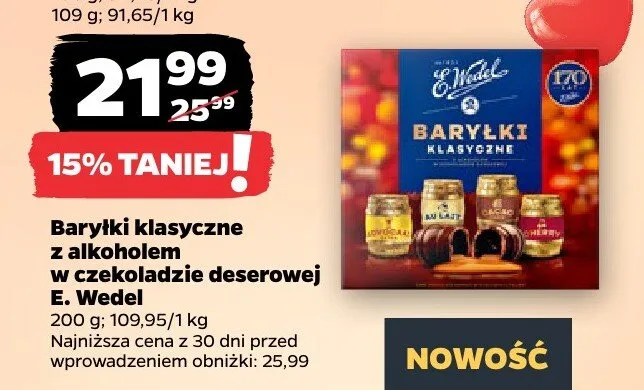 Barylki klasyczne z alkoholem w czekoladzie deserowej promocja w Netto