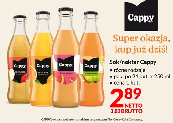 Sok/nektar Cappy różne rodzaje promocja w Makro