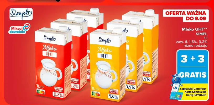 Mleko UHT Simpl 1,5% promocja w Carrefour