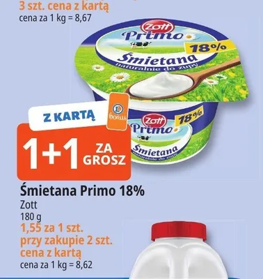 Śmietana Primo 18% promocja w Leclerc