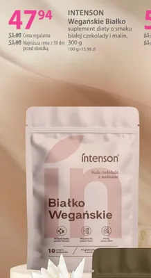 Suplement diety Wegańskie Białko o smaku białej czekolady i malin Intenson promocja w Hebe