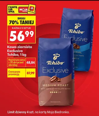 Kawa ziarnista Exclusive 1 kg promocja w Biedronka