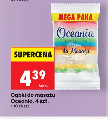 Gąbki do masażu Oceania 4-pak promocja w Biedronka
