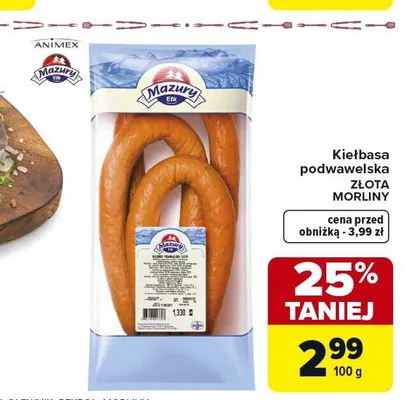 Kiełbasa podwawelska ZŁOTA MORLINY promocja w Carrefour