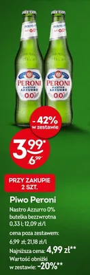 Piwo bezalkoholowe Peroni Nastro Azzurro promocja w Żabka