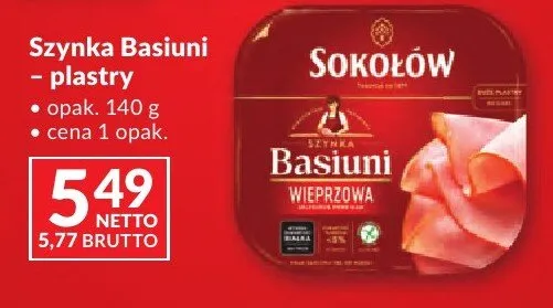 Szynka Basiuni Sokołów plastry promocja w Makro