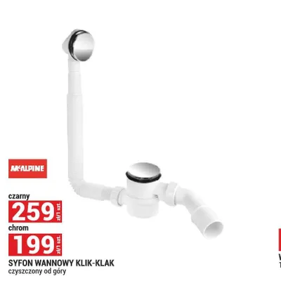 Syfon wannowy McAlpine Klik-Klak chrom promocja w Merkury Market