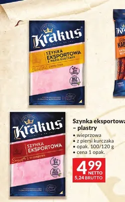 Szynka eksportowa Krakus wieprzowa z piersi kurczaka plastry promocja w Makro