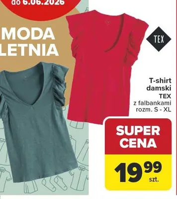 T-shirt damski TEX z falbankami rozm. S - XL promocja w Carrefour