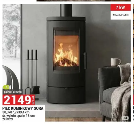 Piec kominkowy Sora żeliwny Nordflam promocja w Merkury Market