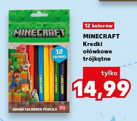 Kredki ołówkowe trójkątne Minecraft 12 kolorów promocja w Kaufland