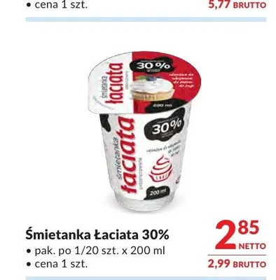 Śmietanka Łaciata 30% promocja w Makro