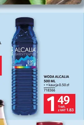 Woda niegazowana Alcalia promocja w Selgros