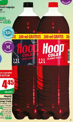 Napój gazowany Hoop Cola Zero Sugar promocja w Dino