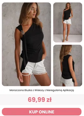 Bluzka damska Renee Marszczona z Wiskozy z Nieregularną Aplikacją promocja w Renee