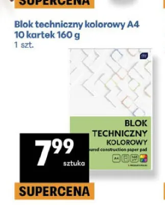 Blok techniczny kolorowy A4 10 kartek 160 g promocja w Delikatesy Centrum