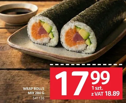 Sushi wrap rolls mix 280 g promocja w Selgros