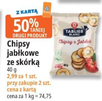 Chipsy jabłkowe ze skórką Tablier Blanc promocja w Leclerc