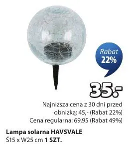 Lampa solarna Havsvale promocja w Jysk