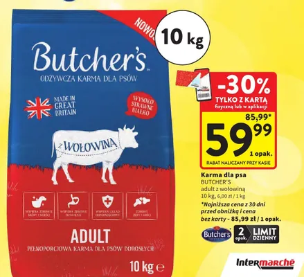 Karma dla psa Butcher's Adult z wołowiną promocja w Intermarche
