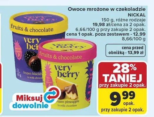 Owoce mrożone w czekoladzie Nickal Very Berry 150g promocja w Carrefour Market