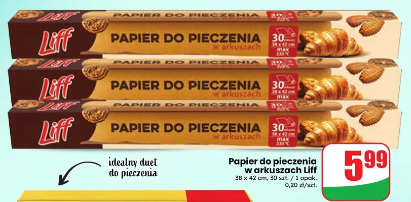 Papier do pieczenia w arkuszach Liff promocja w Dino
