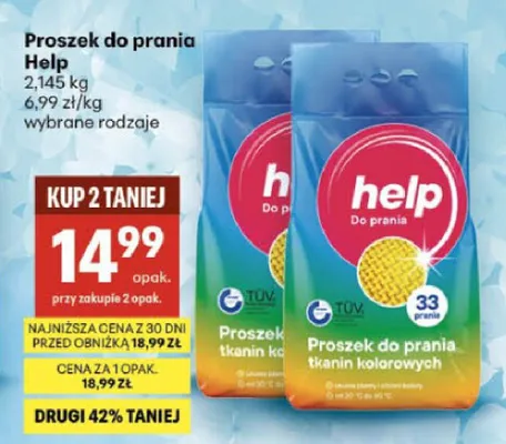 Proszek do prania Help do tkanin białych i jasnych promocja w Delikatesy Centrum