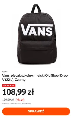 Plecak szkolny miejski Vans Old Skool Drop V 22 l czarny promocja w Empik