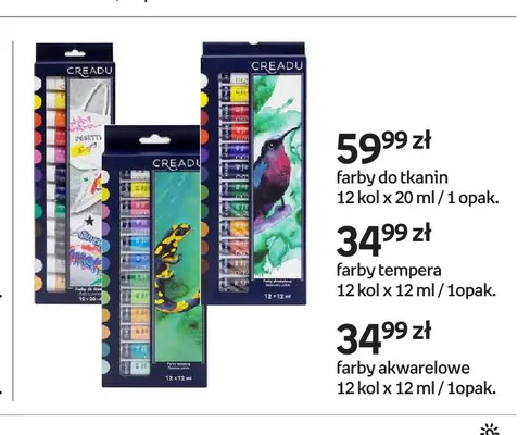 Farby do tkanin 12 kolorów Creadu promocja w Empik