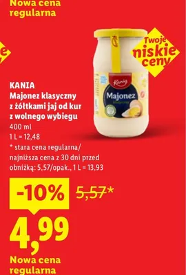 Majonez klasyczny z żółtkami jaj od kur z wolnego wybiegu Kania promocja w Lidl