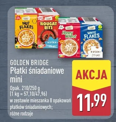 Płatki śniadaniowe mini Nut Flakes Golden Bridge promocja w Aldi
