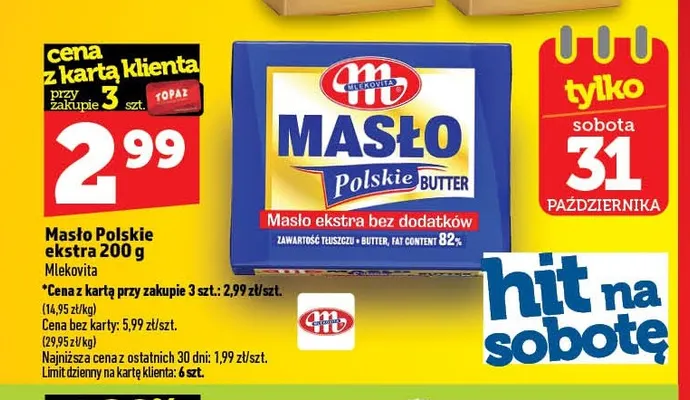 Masło Polskie ekstra Mlekovita promocja w TOPAZ