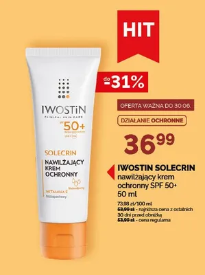 Krem ochronny nawilżający IWOSTIN SOLECRIN SPF 50+ promocja w Ziko Dermo