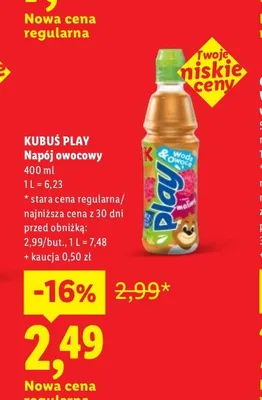Napój owocowy Kubuś Play promocja w Lidl