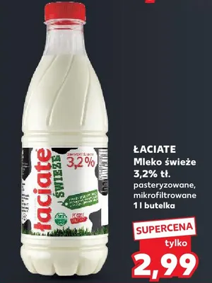 Mleko świeże pasteryzowane mikrofiltrowane Łaciate 3,2% promocja w Kaufland