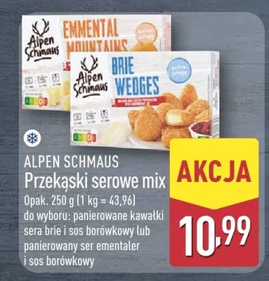 Przekąski serowe mix do wyboru: panierowane kawałki sera brie i sos borówkowy panierowany ser ementalel i sos borówkowy promocja w Aldi