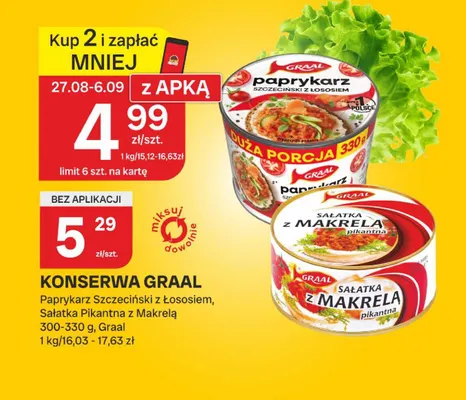Konserwa Paprykarz Szczeciński z łososiem Graal promocja w Chorten
