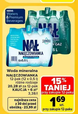 Woda mineralna Nałęczowianka 12-pak 500 ml promocja w Carrefour Market