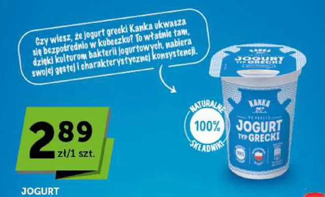 Jogurt naturalny typu greckiego Kanka promocja w Euro Sklep