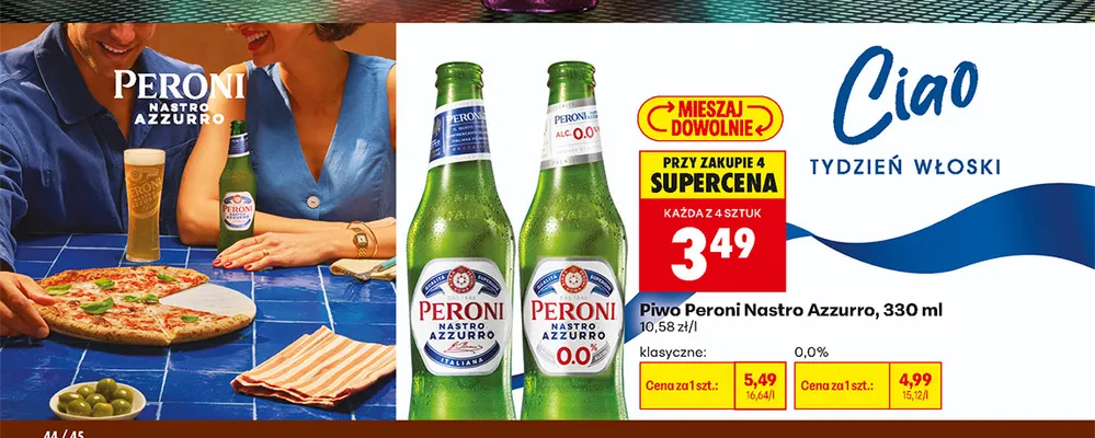 Piwo bezalkoholowe Peroni Nastro Azzurro promocja w Biedronka