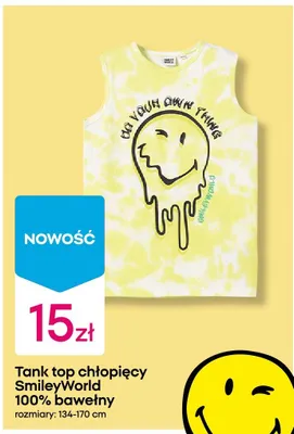 Tank top chłopięcy SmileyWorld 100% bawełny rozmiary 134-170cm promocja w Pepco
