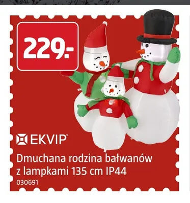 Dmuchana rodzina bałwanów z lampkami 135 cm IP44 Ekvip promocja w Jula