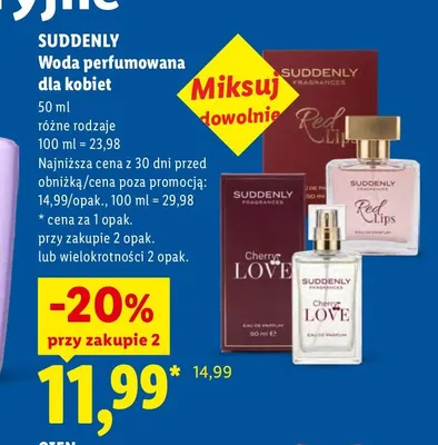 Woda perfumowana dla kobiet Suddenly promocja w Lidl
