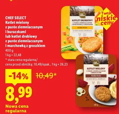 Kotlet mielony z purée ziemniaczanym i buraczkami Chef Select promocja w Lidl