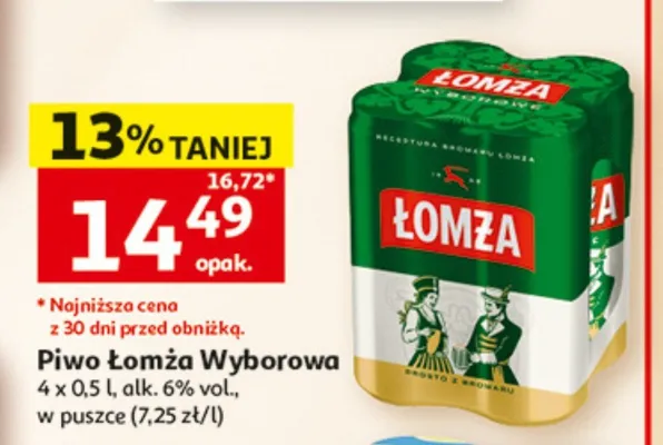 Piwo Łomża Wyborowa 4-pak promocja w Auchan