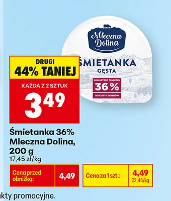 Śmietanka Mleczna Dolina 36% promocja w Biedronka