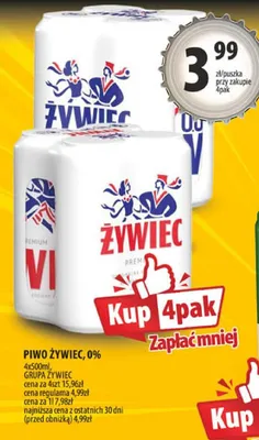Piwo Żywiec 0% promocja w Arhelan