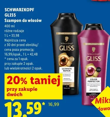 Szampon do włosów Schwarzkopf Gliss Ultimate Repair promocja w Lidl