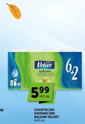 Chusteczki higieniczne Balsam Velvet 8-pak promocja w Euro Sklep